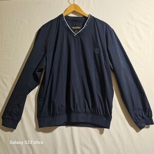 Donald J Trump Signature Collection Mens M Pullover Windbreaker V neck golf blue